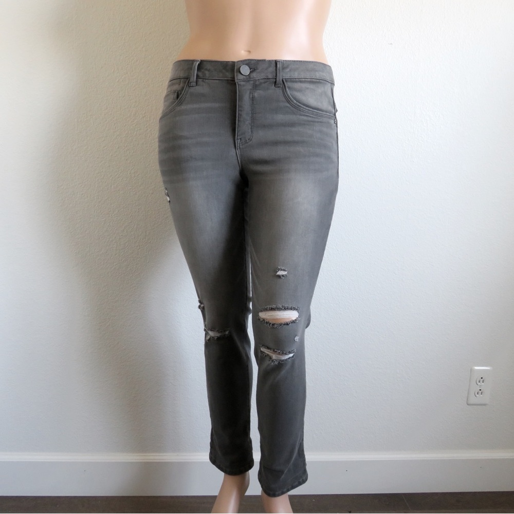 MAC and ME WOMEN’S DENIM JEANS DISTRESSED STRETCH SIZE 6 COLOR GRAY NWOT